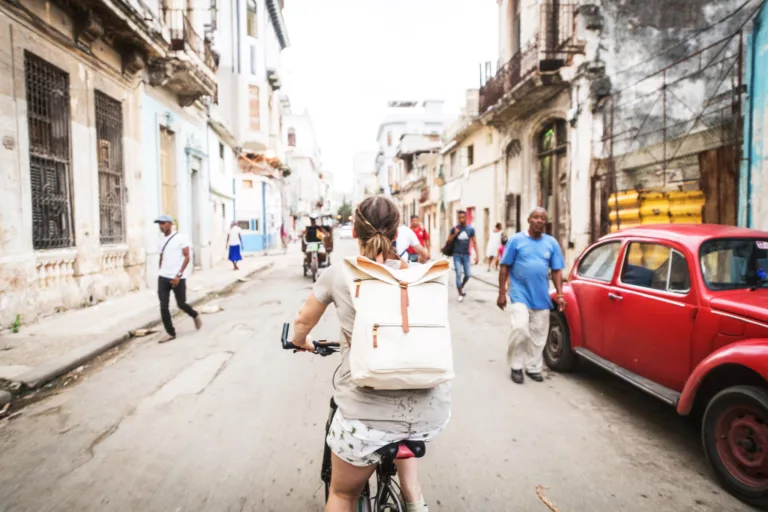 Pamela Saunders rides in Centro Habana