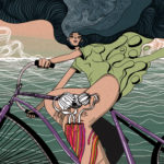 Mujer pedalea en su bicicleta durante la pandemia Covid-19 (Ilustración)