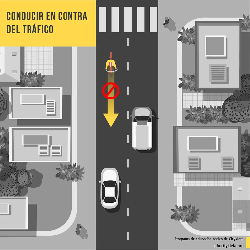 Ciclista transita en dirección contraria